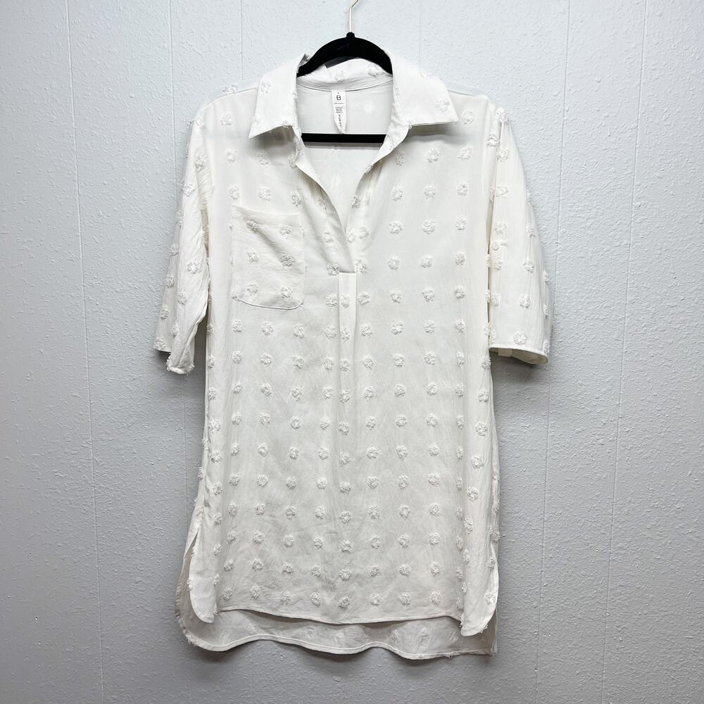 B Women's Large Dots Textured Beach Tunic Shirt Dress Womens Size Small Pullover